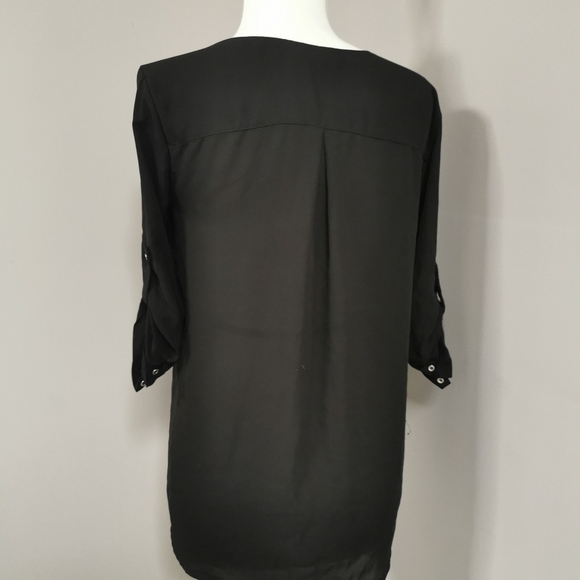 Black Sheer Zip detail Blouse - Dynamite  Size Med - Picture 4 of 6
